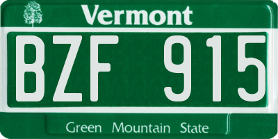 VT license plate BZF915