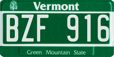 VT license plate BZF916