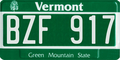 VT license plate BZF917