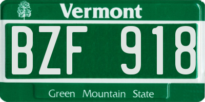 VT license plate BZF918