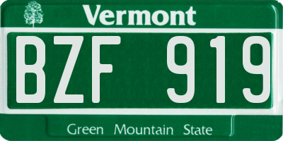 VT license plate BZF919