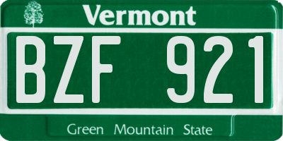 VT license plate BZF921