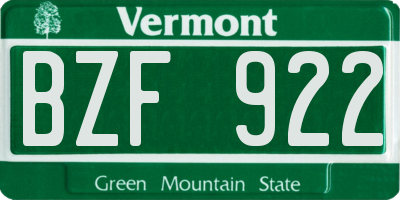 VT license plate BZF922