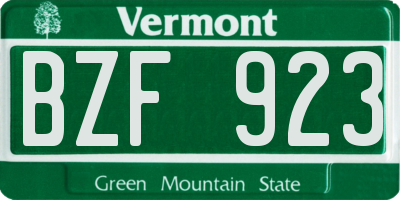 VT license plate BZF923