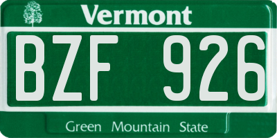 VT license plate BZF926