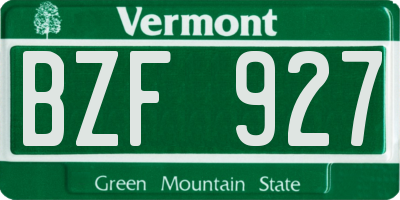 VT license plate BZF927