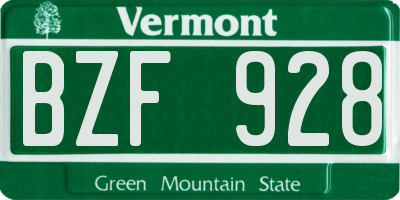 VT license plate BZF928
