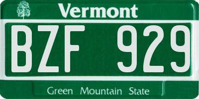 VT license plate BZF929