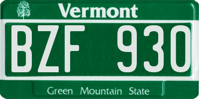 VT license plate BZF930