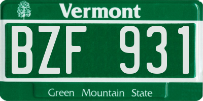 VT license plate BZF931