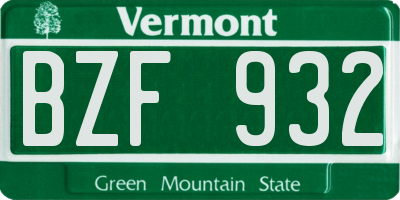 VT license plate BZF932