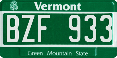 VT license plate BZF933