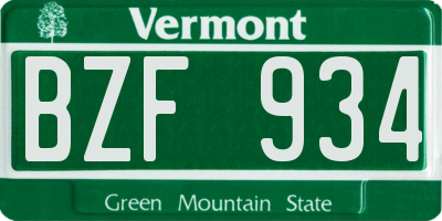 VT license plate BZF934