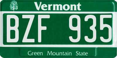 VT license plate BZF935