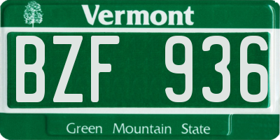 VT license plate BZF936