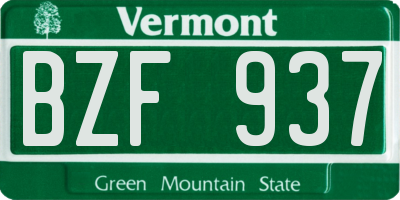 VT license plate BZF937