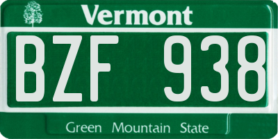 VT license plate BZF938