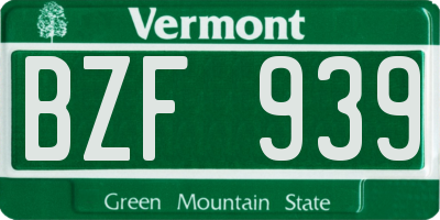 VT license plate BZF939