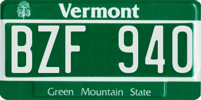 VT license plate BZF940