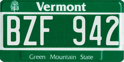 VT license plate BZF942