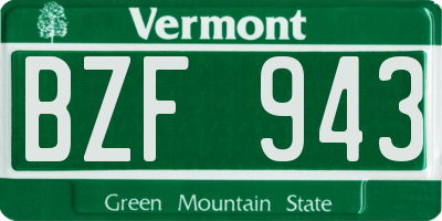 VT license plate BZF943
