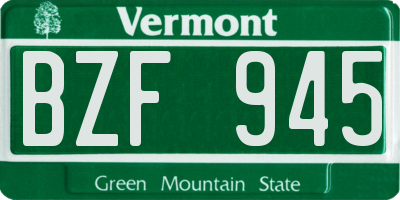 VT license plate BZF945