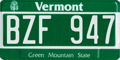 VT license plate BZF947