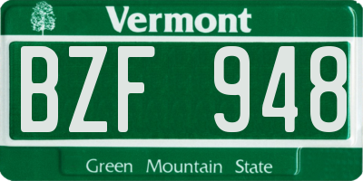 VT license plate BZF948