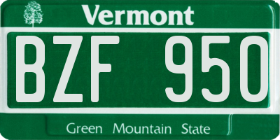 VT license plate BZF950