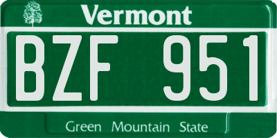 VT license plate BZF951