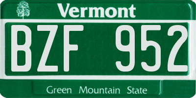 VT license plate BZF952