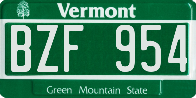 VT license plate BZF954