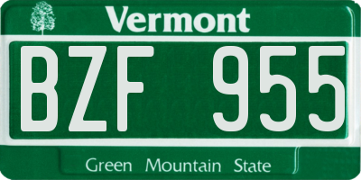 VT license plate BZF955
