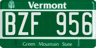 VT license plate BZF956