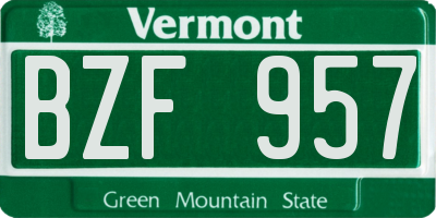 VT license plate BZF957