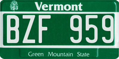 VT license plate BZF959