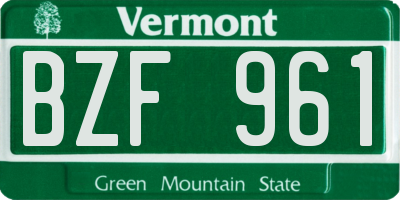 VT license plate BZF961