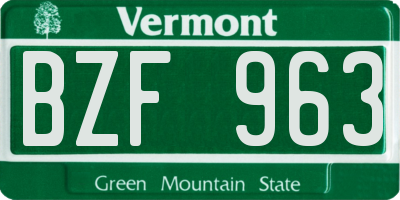 VT license plate BZF963