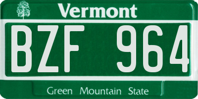 VT license plate BZF964