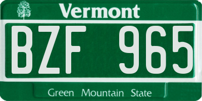 VT license plate BZF965