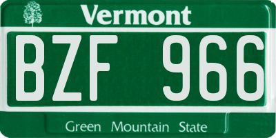 VT license plate BZF966