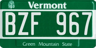 VT license plate BZF967