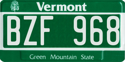 VT license plate BZF968