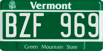 VT license plate BZF969