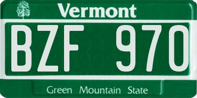 VT license plate BZF970