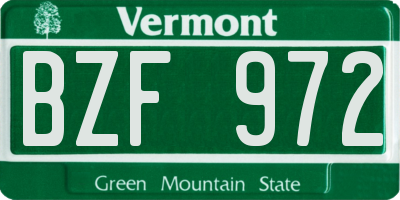 VT license plate BZF972
