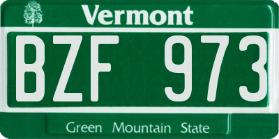 VT license plate BZF973
