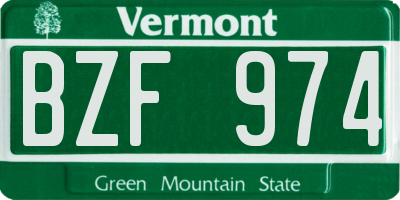 VT license plate BZF974