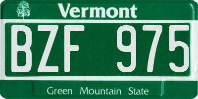 VT license plate BZF975