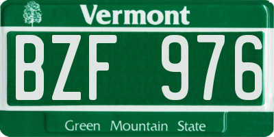 VT license plate BZF976